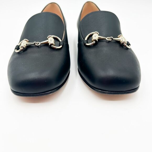 Gucci Horsebit Loafers Black Leather Flats Square Toe Size 37, 7 - Picture 3 of 13